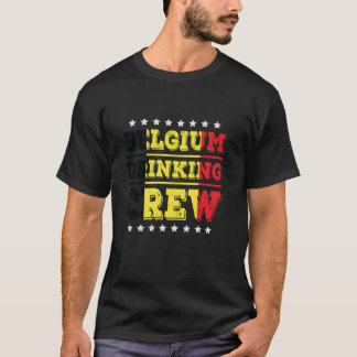 Belgien Drinking Crew belgiske Flagga Funny Drinki T Shirt