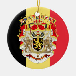 Belgien Flagga & COA Julgransprydnad Keramik