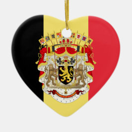 Belgien Flagga & COA Julgransprydnad Keramik