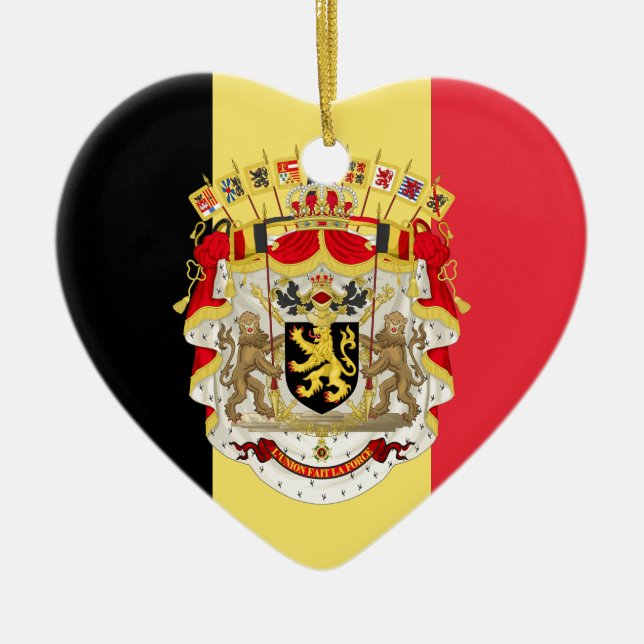 Belgien Flagga & COA Julgransprydnad Keramik (Framsidan)