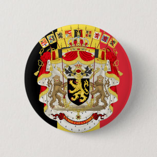 Belgien Flagga & COA Knapp