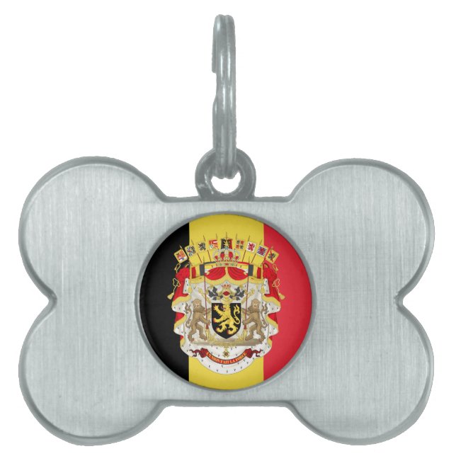 Belgien Flagga & COA Namnbricka Husdjur (Framsidan)