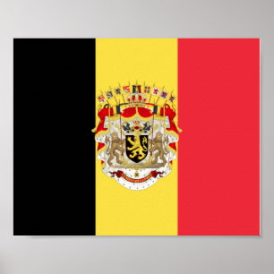 Belgien Flagga & COA Poster