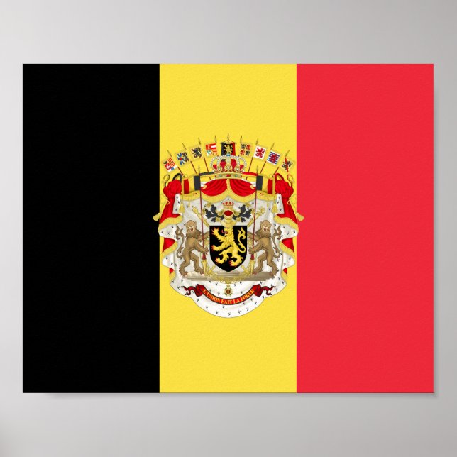 Belgien Flagga & COA Poster (Framsidan)