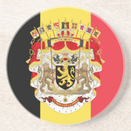 Belgien Flagga & COA Underlägg Sandsten