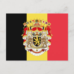 Belgien Flagga & COA Vykort