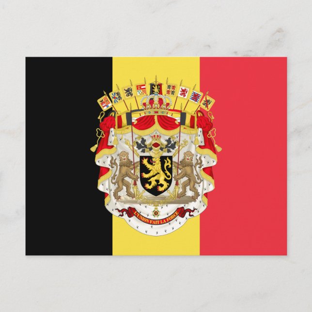 Belgien Flagga & COA Vykort (Framsida)
