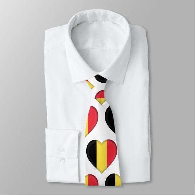 Belgien Flagga Färg Heart Mönster Neck Tie Slips (Bunden)
