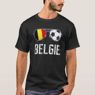 Belgien Flagga & Football Sunglass Belgium Fläkt T Shirt
