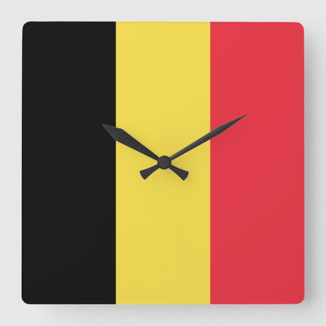 Belgien Flagga Fyrkantig Klocka (Framsida)