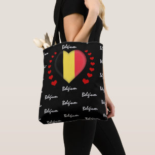 Belgien Flagga & Heart, Belgiska Flagga mode /spor Tygkasse