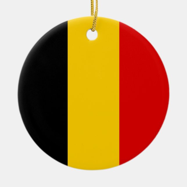 Belgien flagga julgransprydnad keramik (Framsidan)