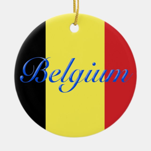 Belgien flagga julgransprydnad keramik (Framsidan)
