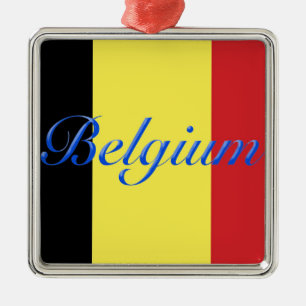 Belgien flagga julgransprydnad metall