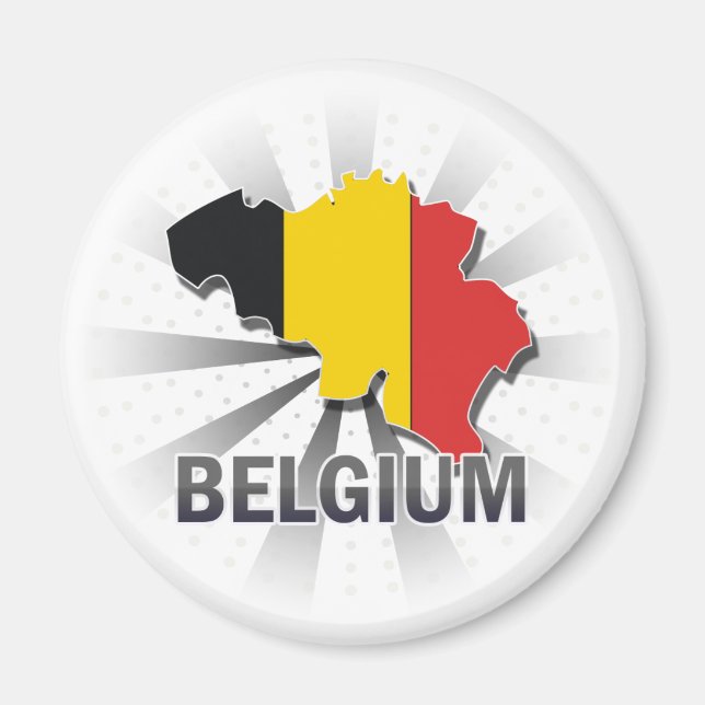 Belgien Flagga Karta 2.0 Magnet (Framsidan)