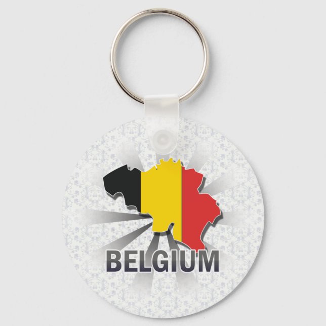 Belgien Flagga Karta 2.0 Nyckelring (Framsida)