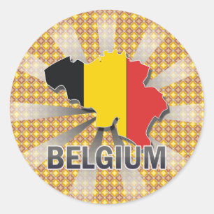 Belgien Flagga Karta 2.0 Runt Klistermärke