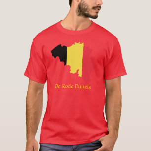 Belgien Flagga Karta De Rode Duivels T-Shirt