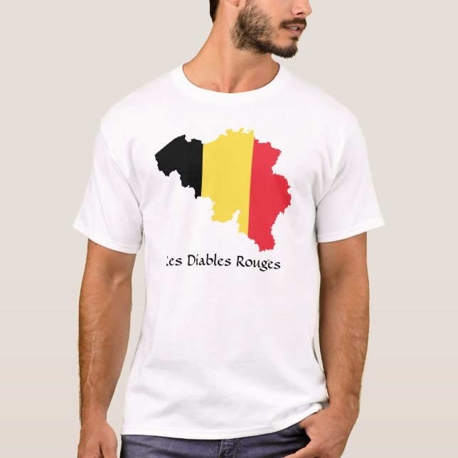 Belgien Flagga Karta Les Diables Rouges T-Shirt (Framsida)