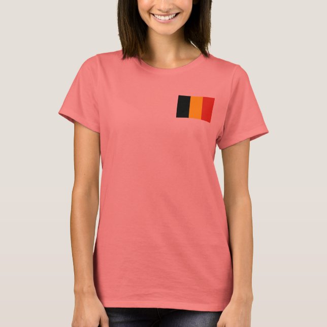 Belgien Flagga + Karta T-Shirt (Framsida)