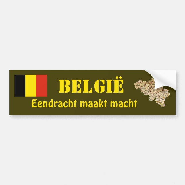 Belgien flagga + Kartabildekal Bildekal (Framsidan)