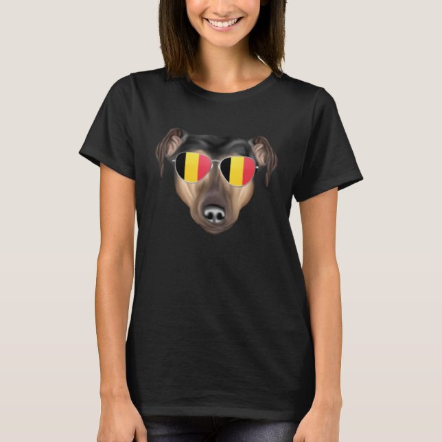 Belgien Flagga Manchester Terrier Hund Belgium Poc T Shirt (Framsida)