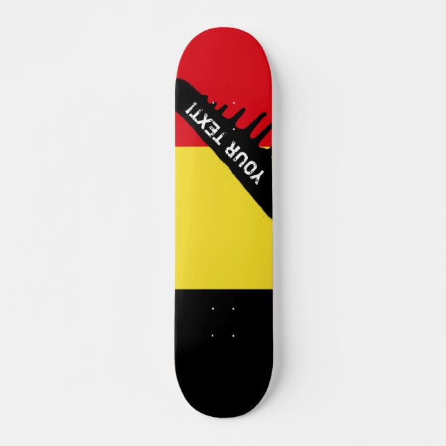Belgien flagga mini skateboard bräda 18,5 cm (Framsida)