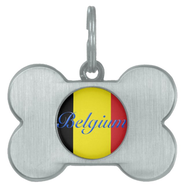 Belgien flagga namnbricka husdjur (Framsidan)