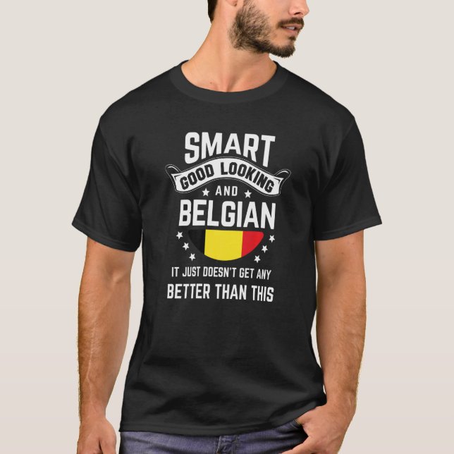 Belgien Flagga Native Pride Belgien Roots belgiskt T Shirt (Framsida)