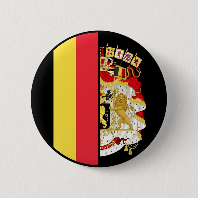 Belgien Flagga och Jacka av Arm Patriotic Knapp (Framsida)
