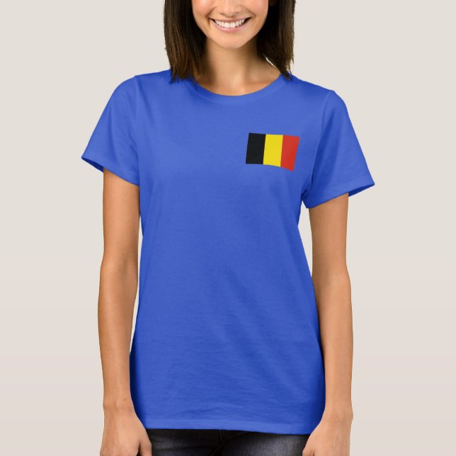 Belgien Flagga och Karta dk T-Shirt (Framsida)