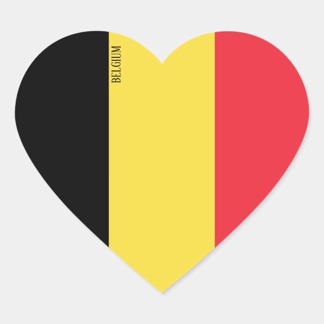 Belgien Flagga Patriotic Hjärtformat Klistermärke (Framsida)