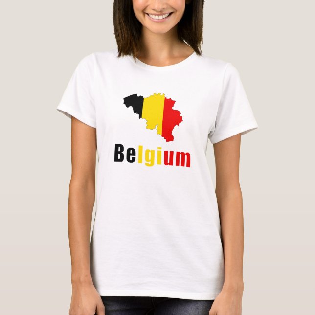 Belgien Flagga Patriotic T Shirt (Framsida)