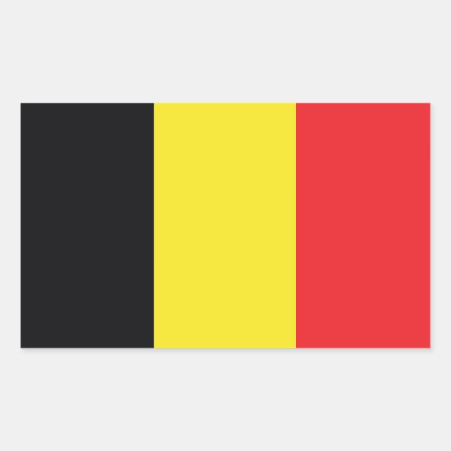 Belgien Flagga Rektangulärt Klistermärke (Framsida)