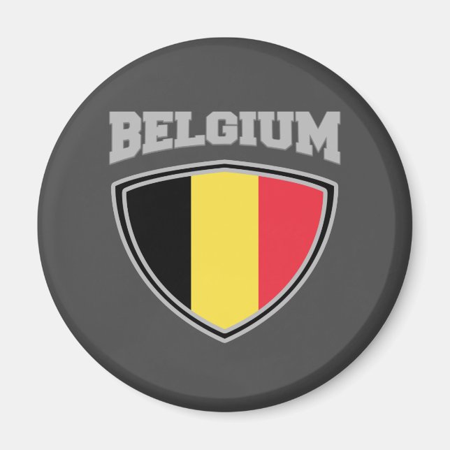 Belgien Flagga Shield Magnet (Framsidan)