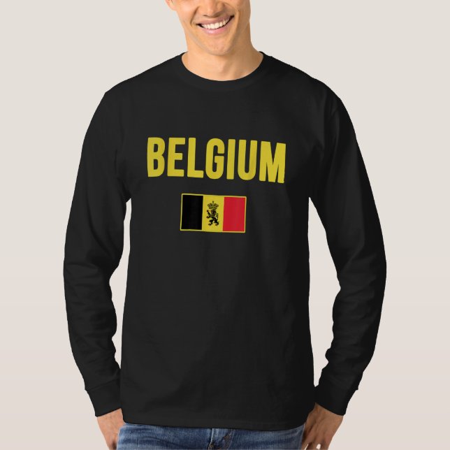 Belgien Flagga Souvenir Belgie T Shirt (Framsida)