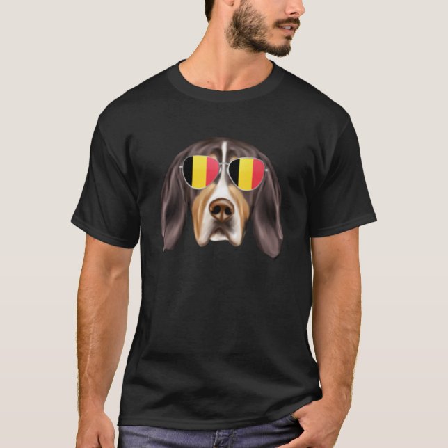 Belgien Flagga Treeing Walker Coonhound Hund Belgi T Shirt (Framsida)
