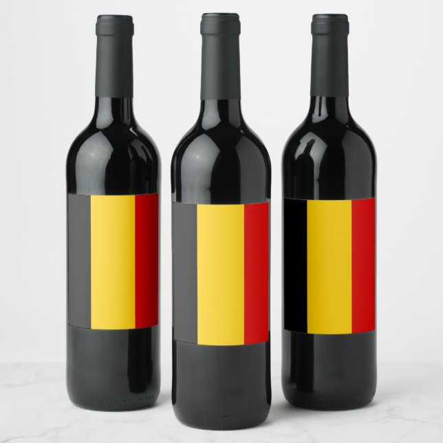 Belgien flagga vinflaska etikett (Flaskor)