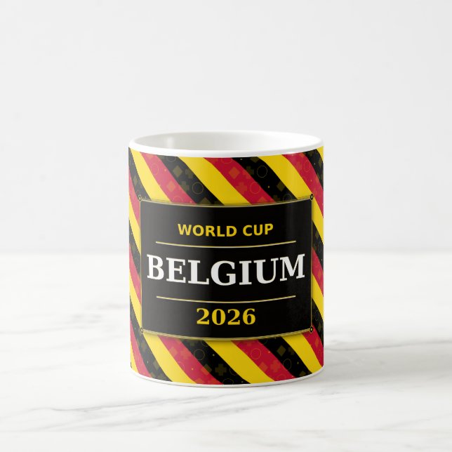 Belgien fotbollsfanflagga färger randigt mönster kaffemugg (Center)