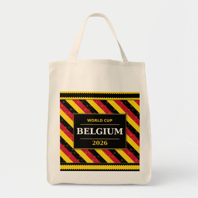 Belgien fotbollsfanflagga färger randigt mönster tygkasse (Framsidan)