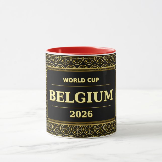 Belgien Fotbollsfantast 2026 Svart Guld Lyx Mugg (Center)