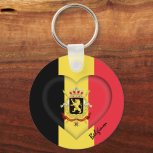Belgien & Heart, Belgiska Flagga mode / sport Nyckelring