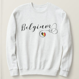 Belgien Heart Sweatshirt, Belgiska Flagga Tee Shirt