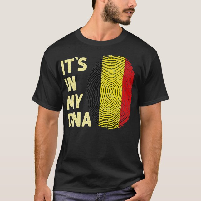 Belgien i mitt DNA-belgiska Flagga, Belgien, länge T Shirt (Framsida)