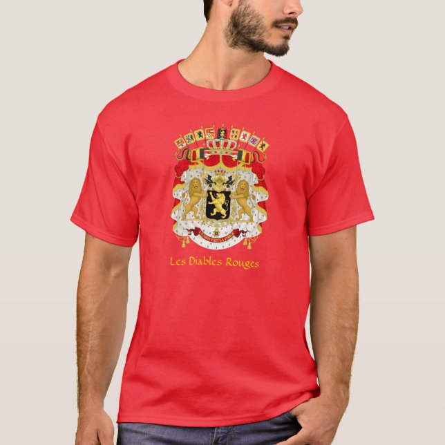 Belgien Jackar Arm Les Diables Rouges T-Shirt (Framsida)
