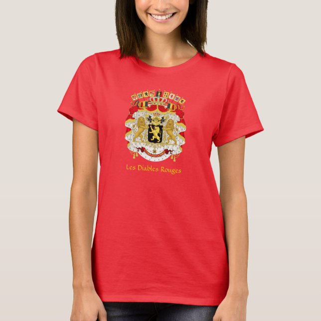 Belgien Jackar Arm Les Diables Rouges T-Shirt (Framsida)