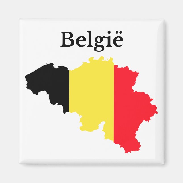 Belgien Karta Flagga (nederländska) Magnet (Framsidan)