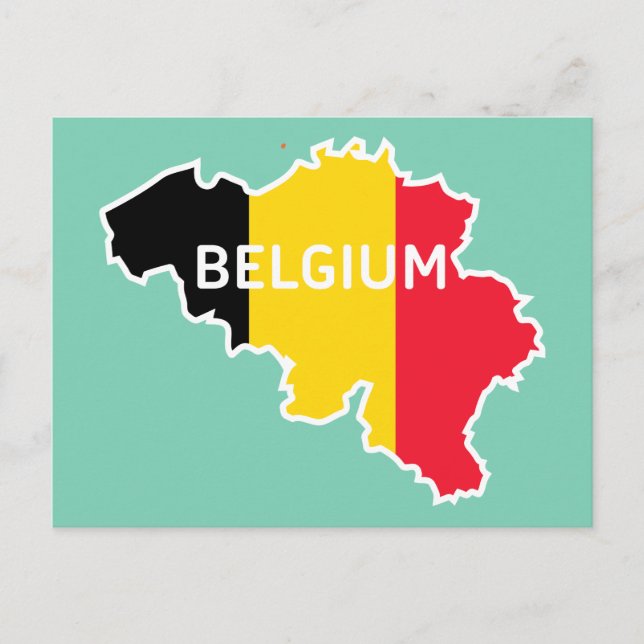 Belgien Karta och Flagga Vykort (Framsida)