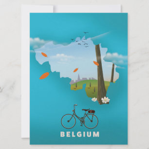 Belgien Karta resaffisch tryck. Inbjudningar