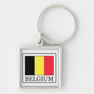 Belgien keychain fyrkantig silverfärgad nyckelring